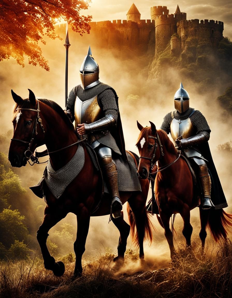 Medieval Knights Movie Poster in Romanticism Style