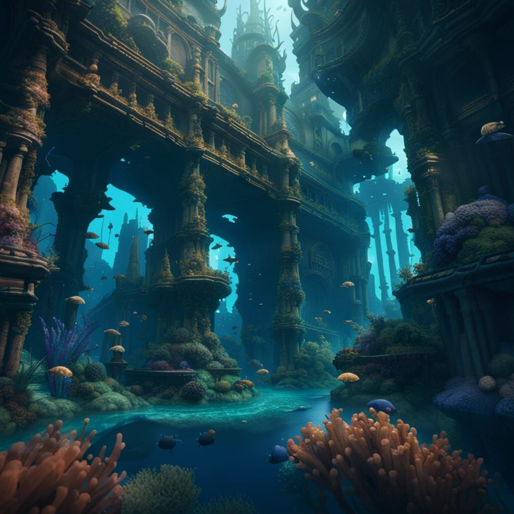 Fantastical Underwater City in Detailed Matte Painting