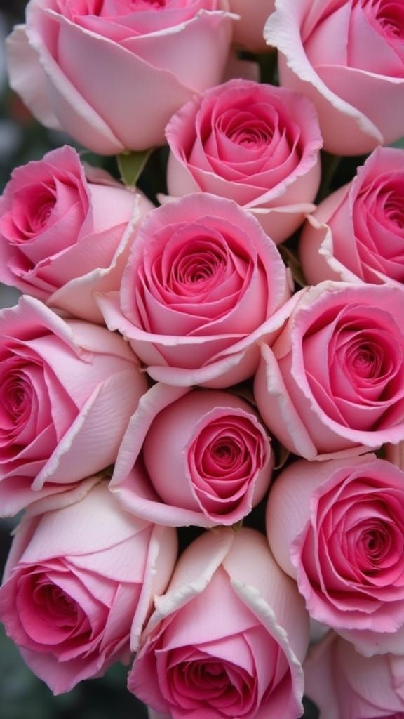 Fuchsia Roses Bouquet in Hyper-Realistic Style