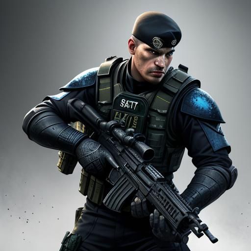 Hyperrealistic SWAT Officer Concept Art