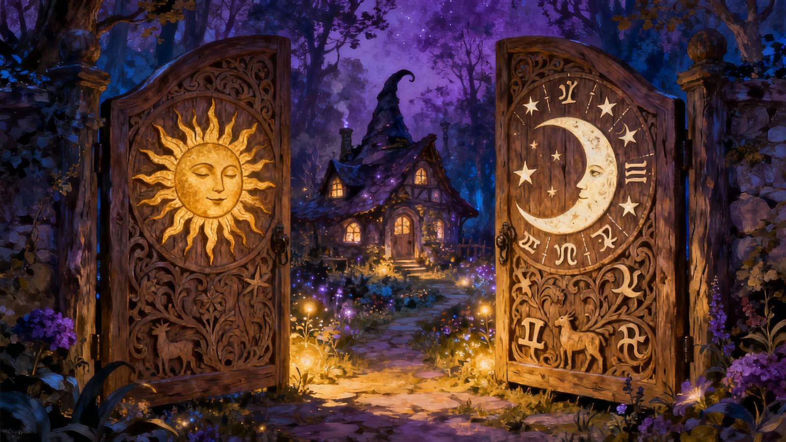 Mystical Celestial Gate to a Witch's Cottage