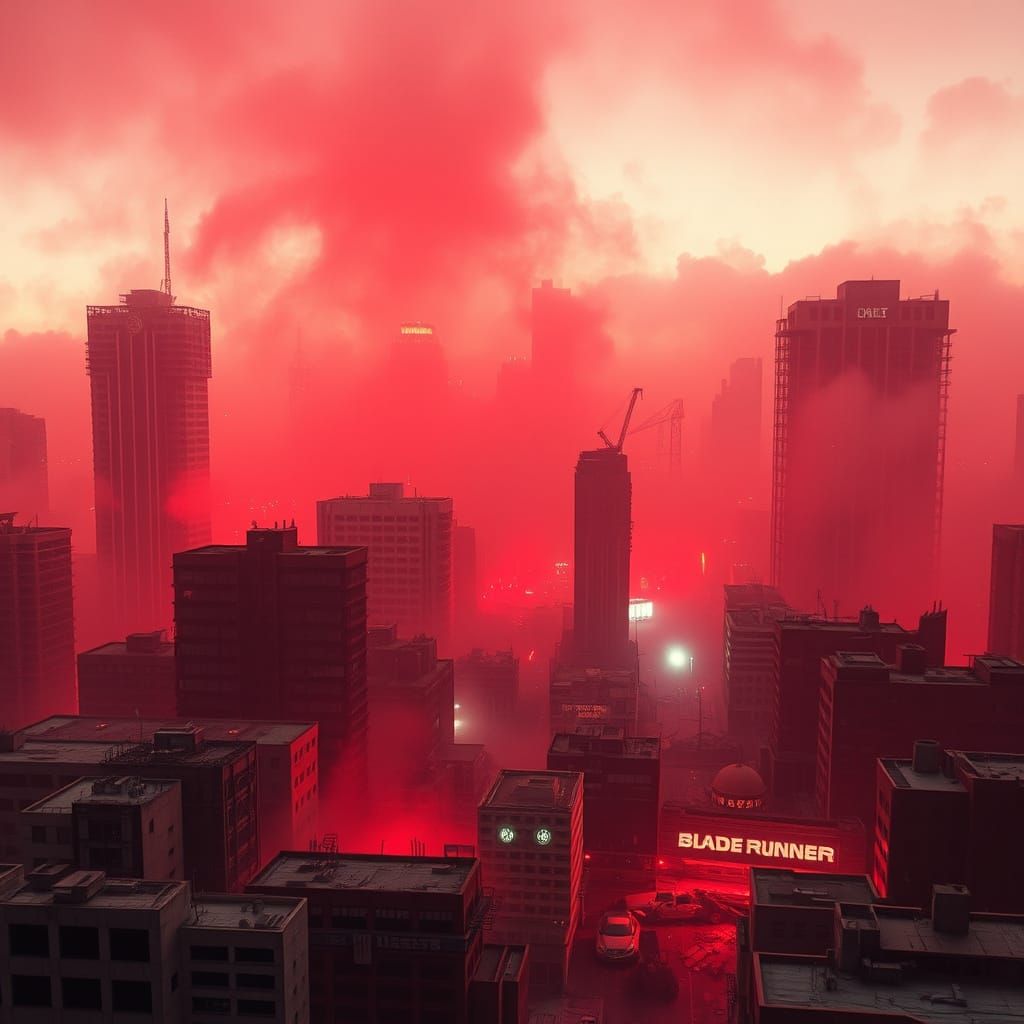 Apocalyptic Los Angeles Cityscape in Blade Runner Style