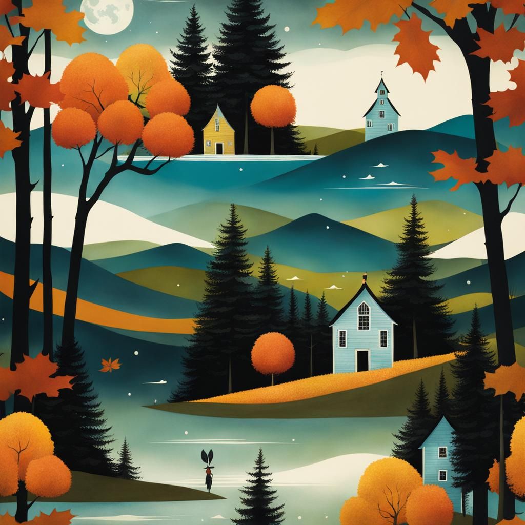 Autumn Harvest Celebration with Whimsical Creatures