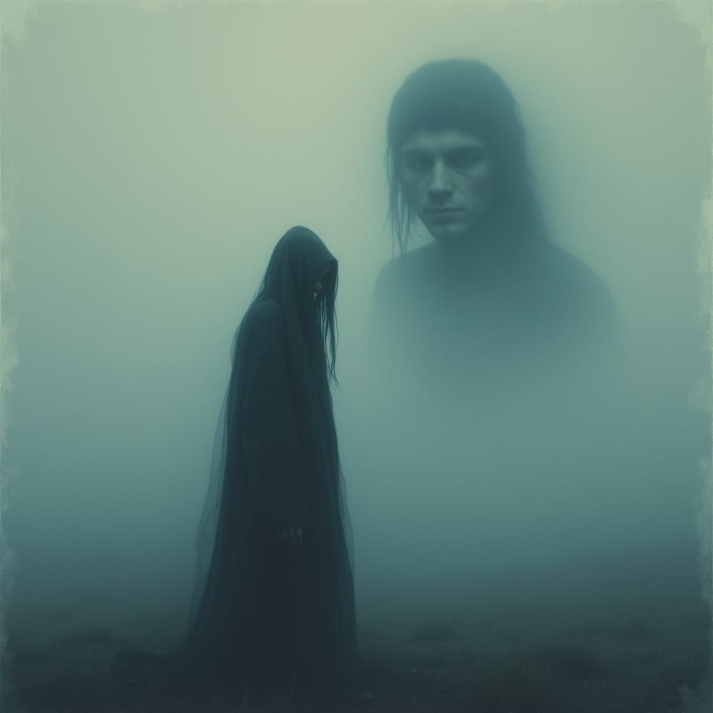 Melancholic Figure Lost in Ethereal Mist