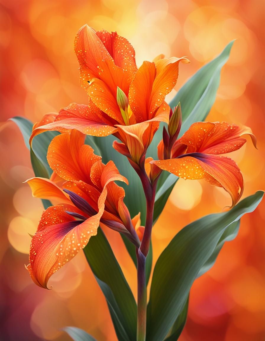 Hyperrealistic Canna Lily Macro Photography