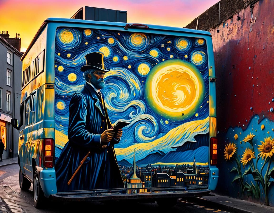 Starry Night Graffiti: Hyper-Realistic Street Art