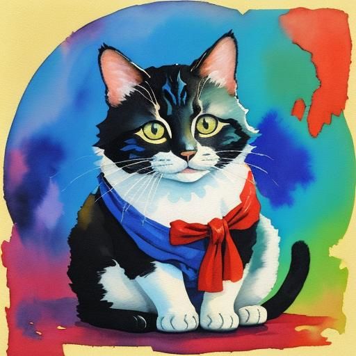 Impressionist Cat in Gouache Style Masterpiece