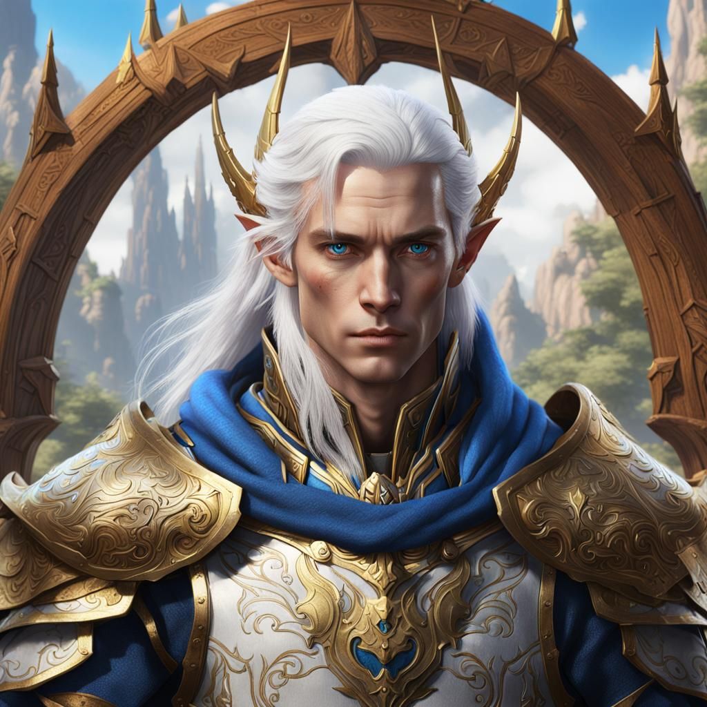 Wood Elf Cleric with Gold Armor, Detailed Painting