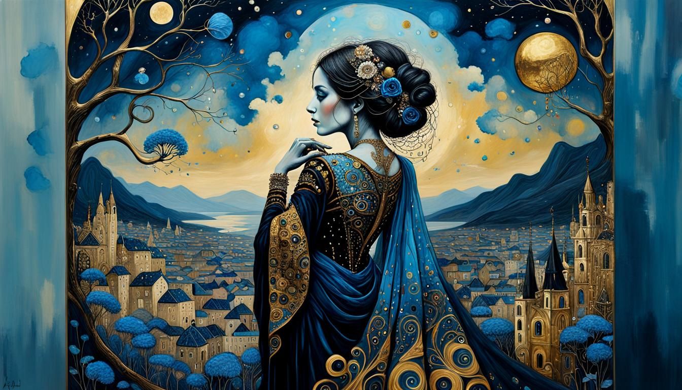 Venice Festival Fantasy: Detailed Oil Painting in Gothic Sty...