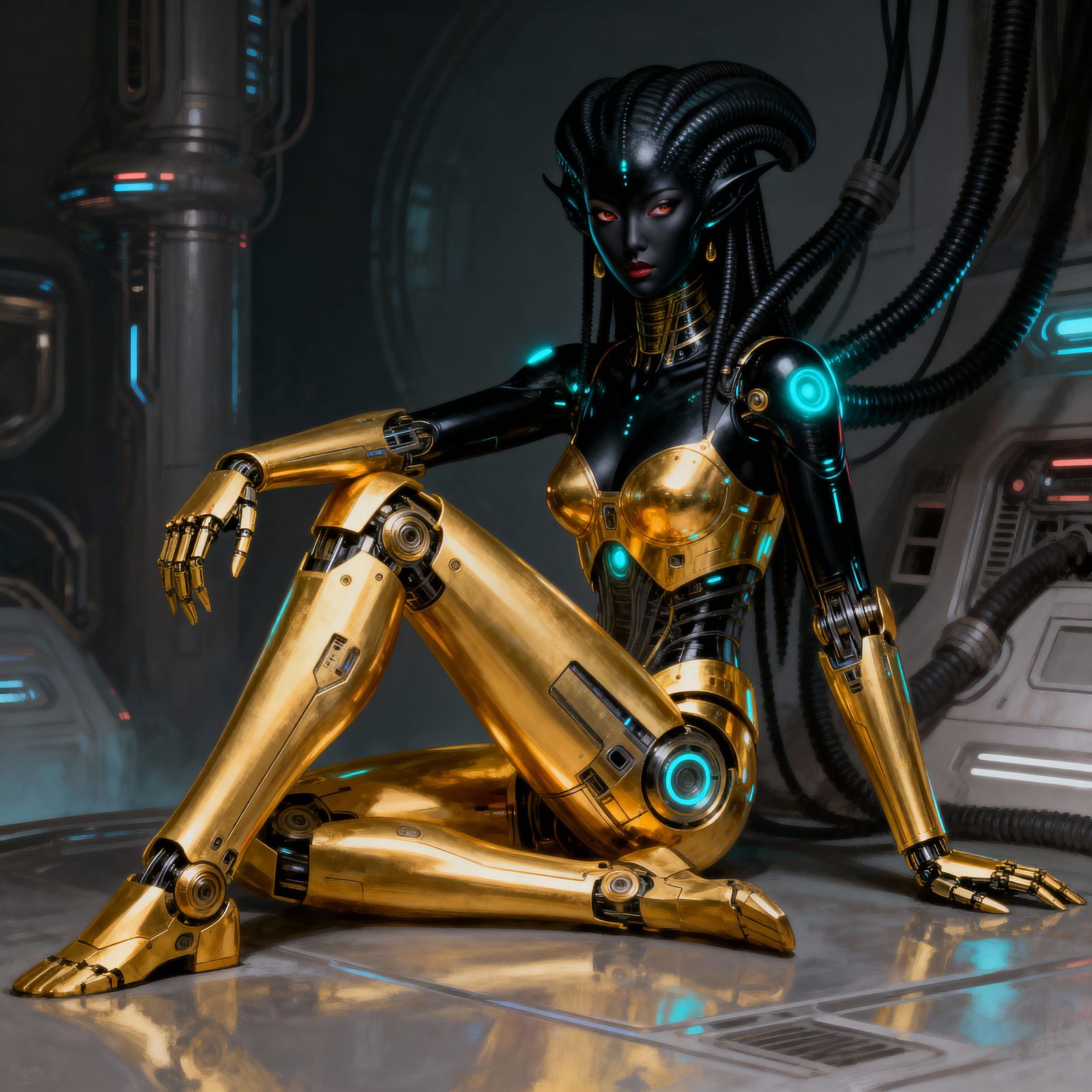 Alien Woman Robot Hybrid Digital Painting