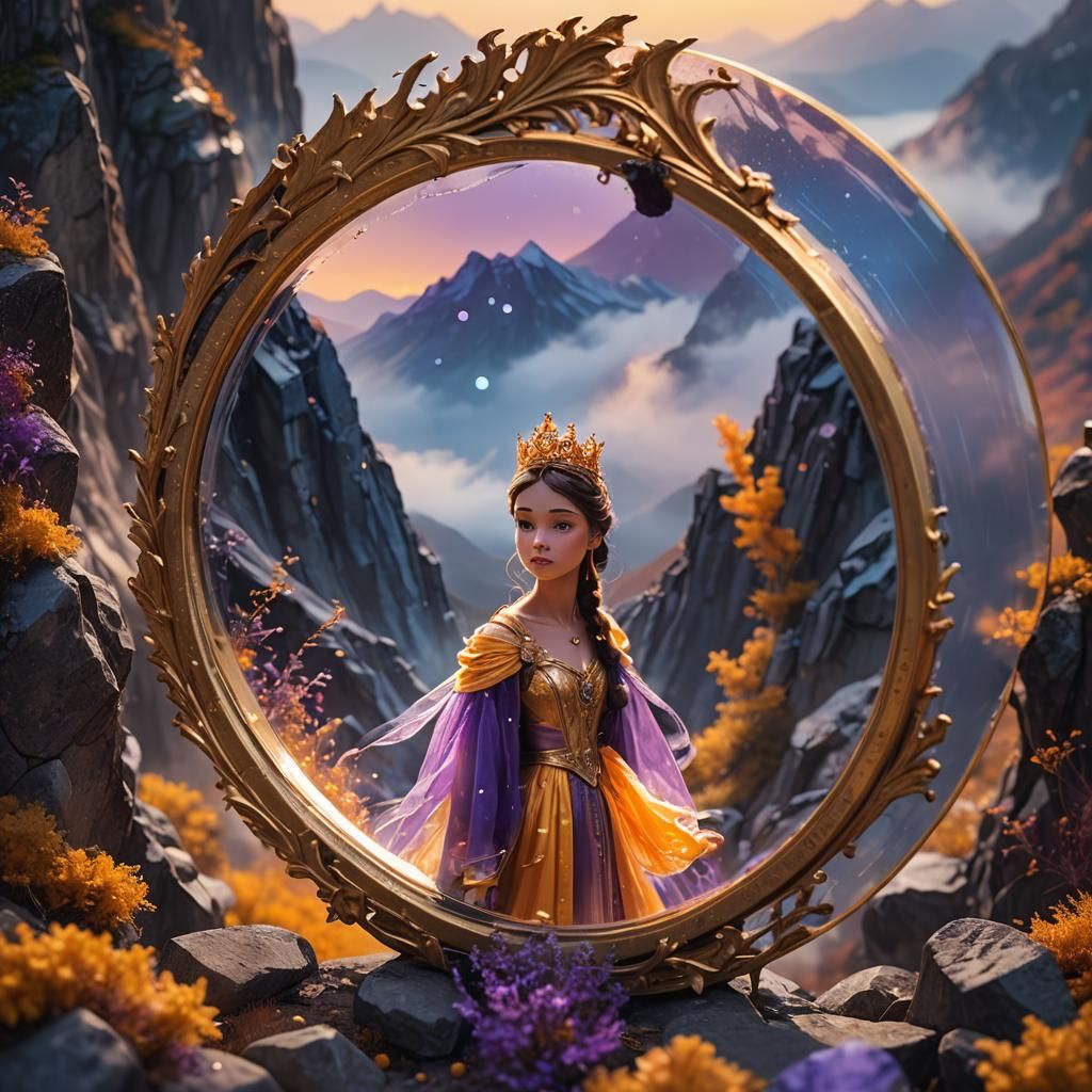 Princess in Mountain Mirror: Fantasy Matte Painting