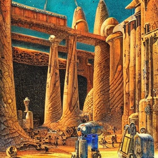 Martian Space Station Party: Vibrant Watercolor Illustration