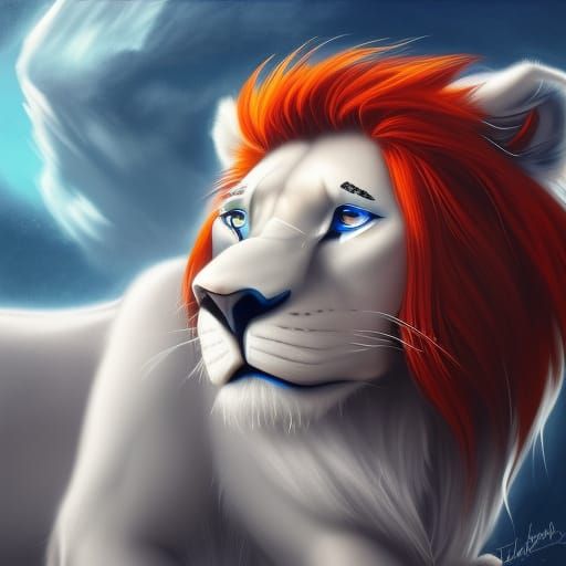 Gamer Girl and Lion in Disney Style