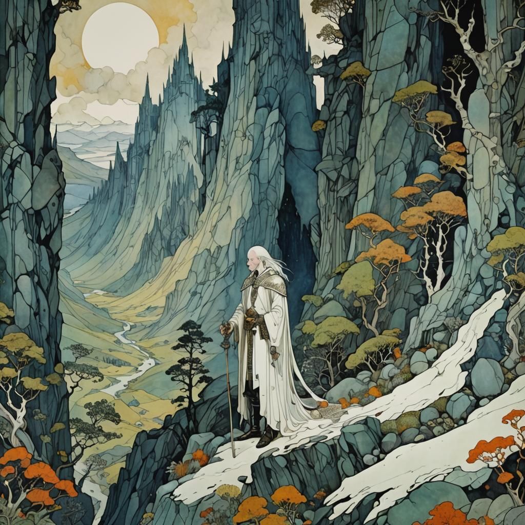 Elric of Melniboné in the Mountains: Illustrative Art