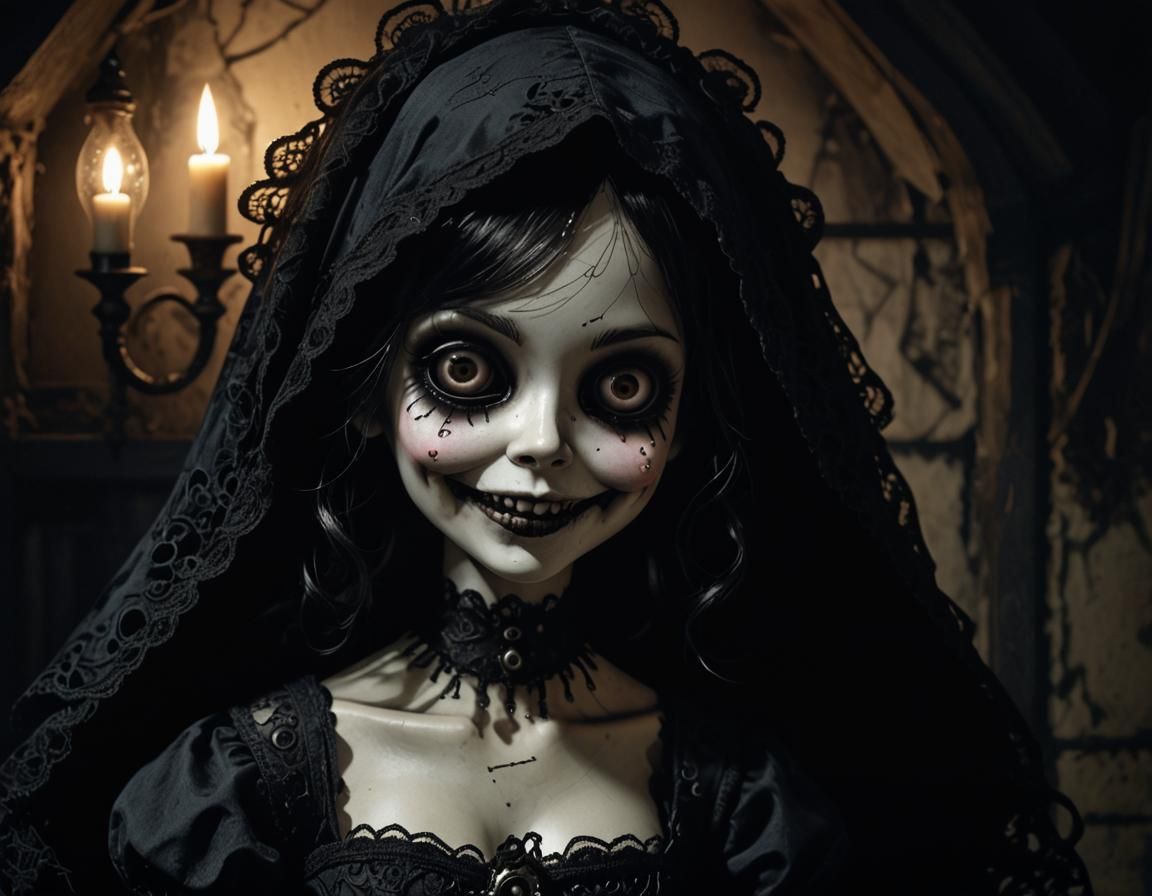 Creepy Goth style porcelain doll