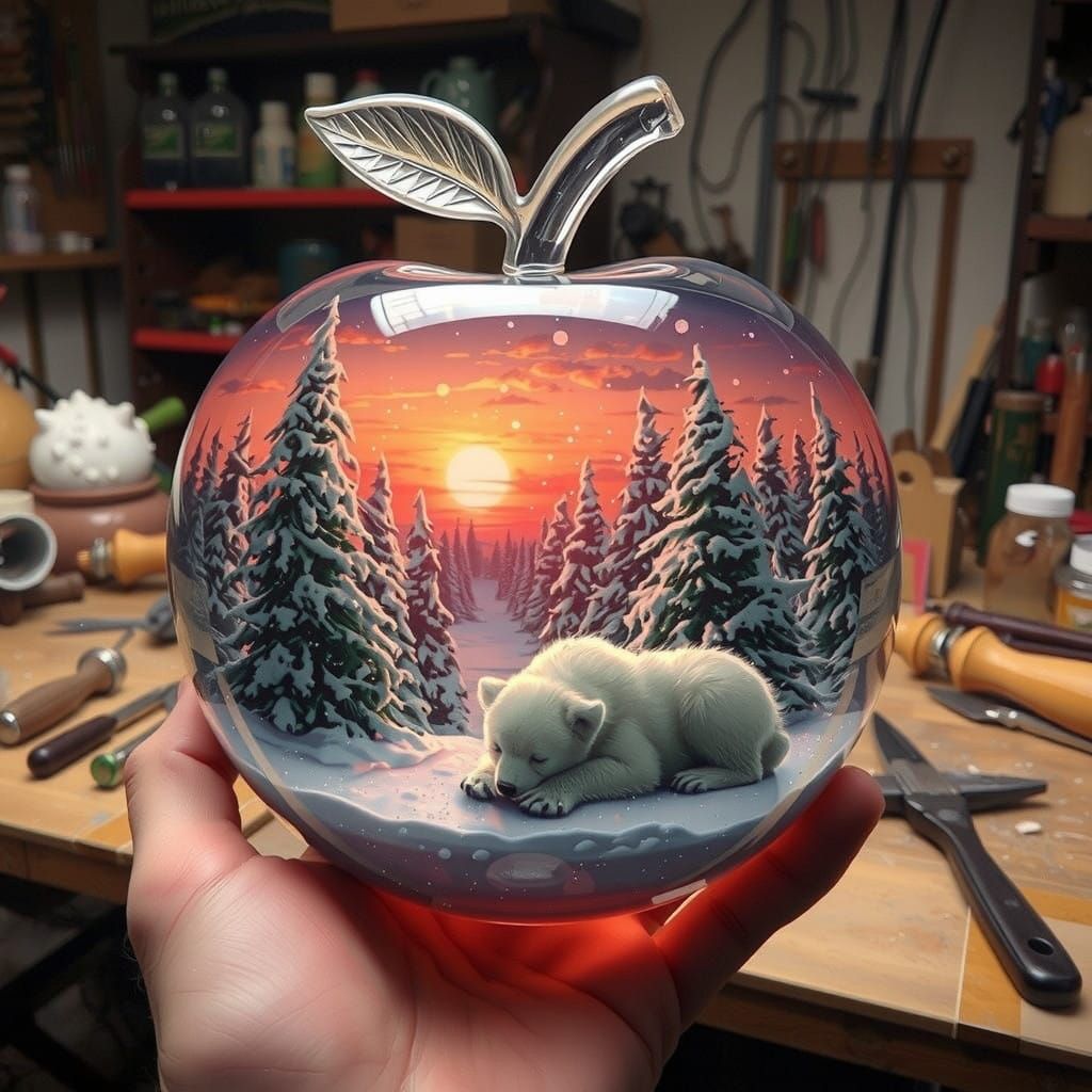 Serene Winter Wonderland in Glass Apple