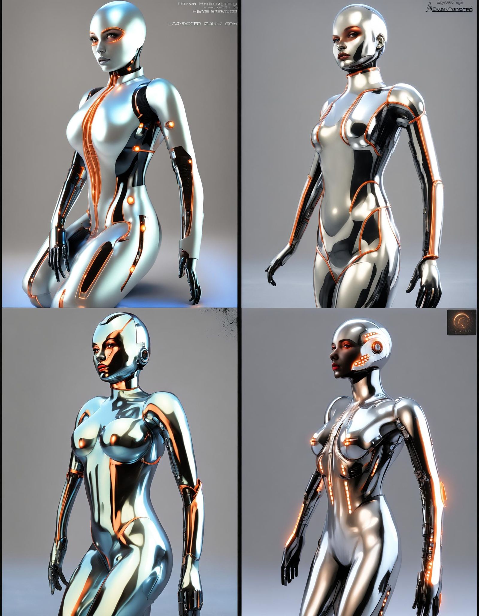 Futuristic Android Goddess in Orange Latex