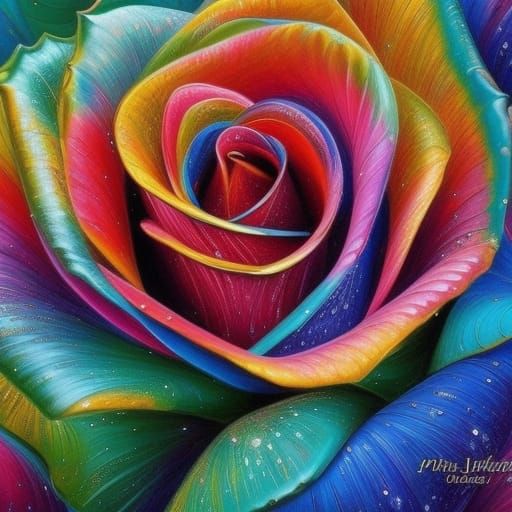 Rainbow Rose in Josephine Wall Style
