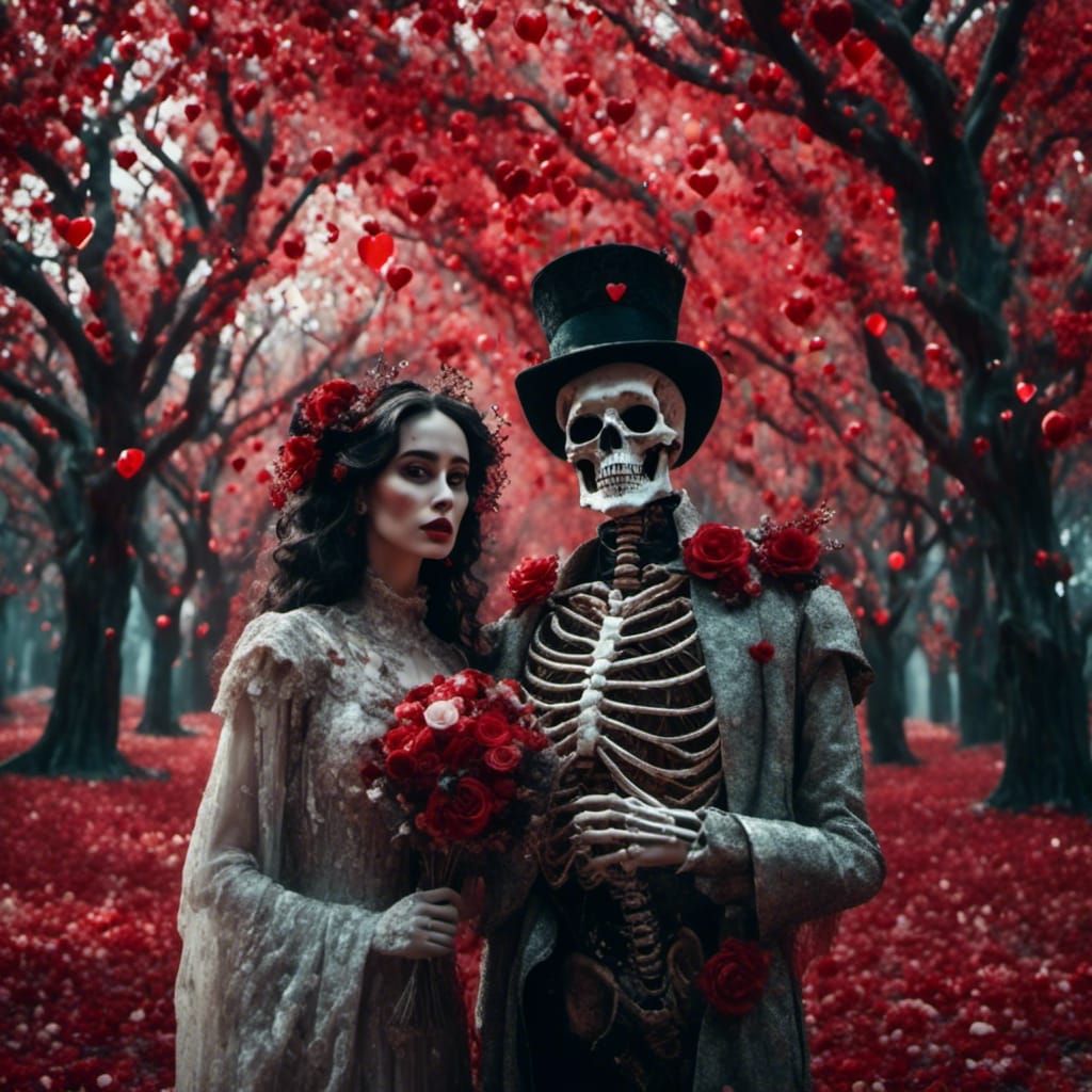 Vibrant Valentine's Day Graveyard Scene