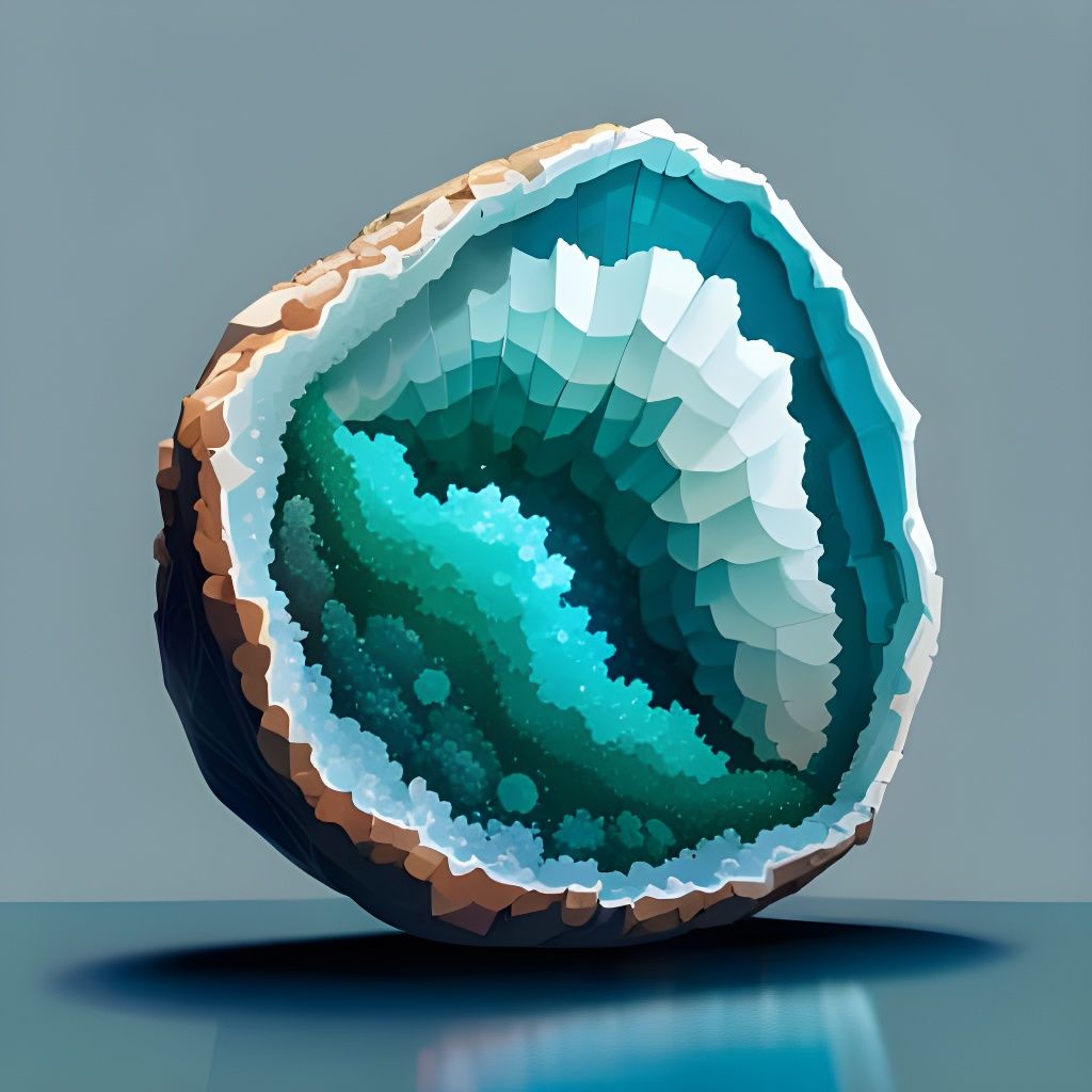 Aquamarine Geode: Hyperdetailed Digital Illustration