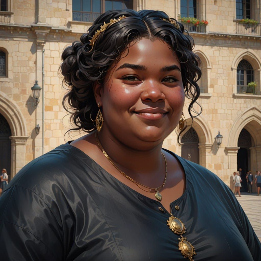 Curious Woman at Palace: Hyperdetailed Portrait