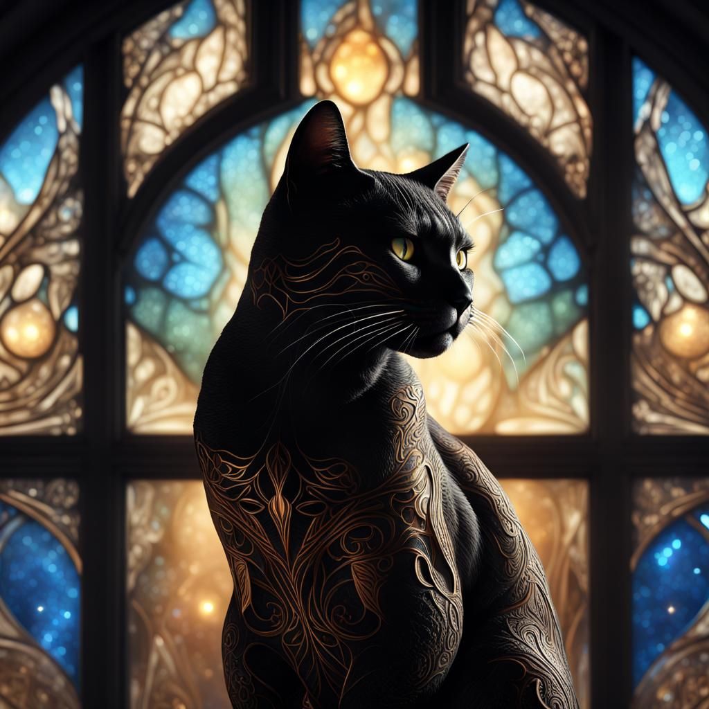 Epic Human-Cat Hybrid in Double Exposure