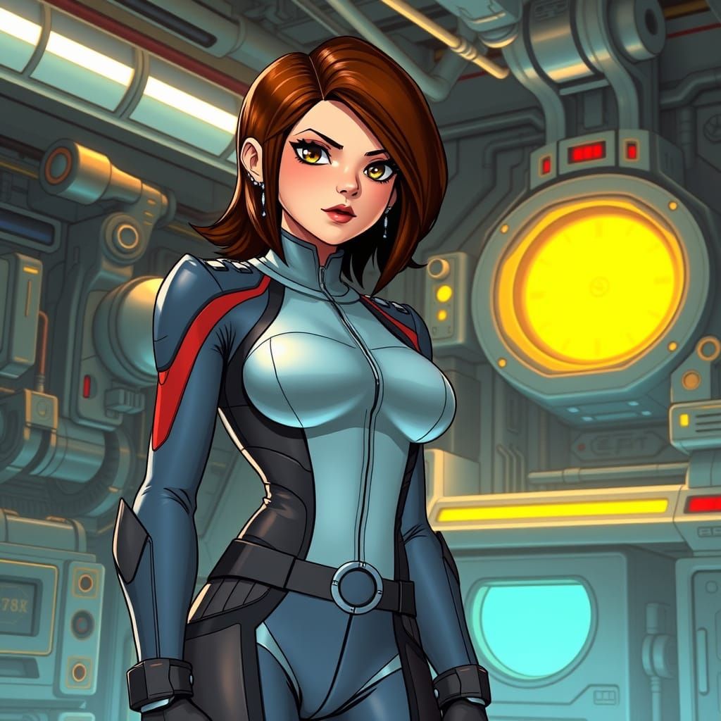 Phelia in Dr. Light's Lab, Futuristic Industrial Art