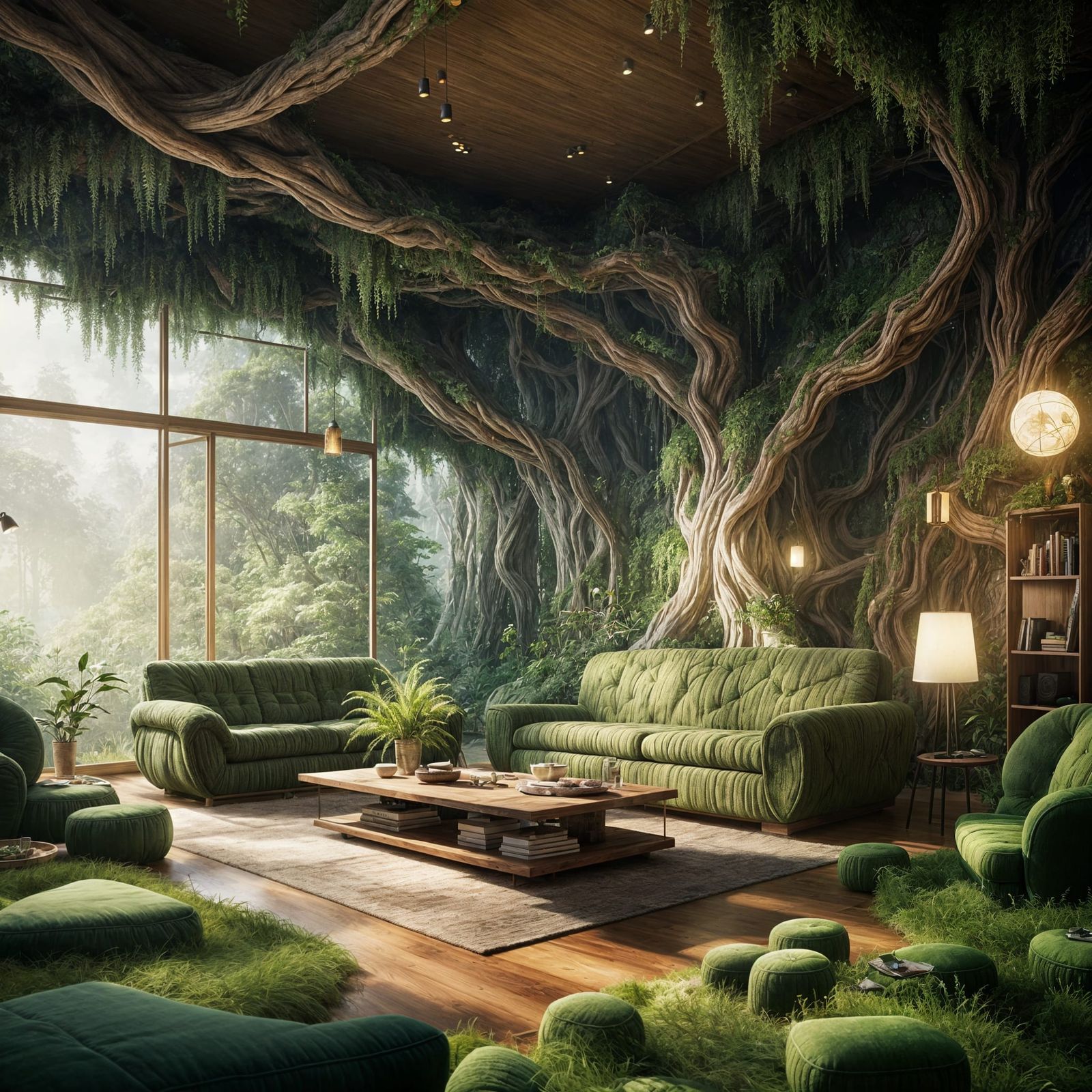 Nature-Infused Living Room: A Forest Fantasy