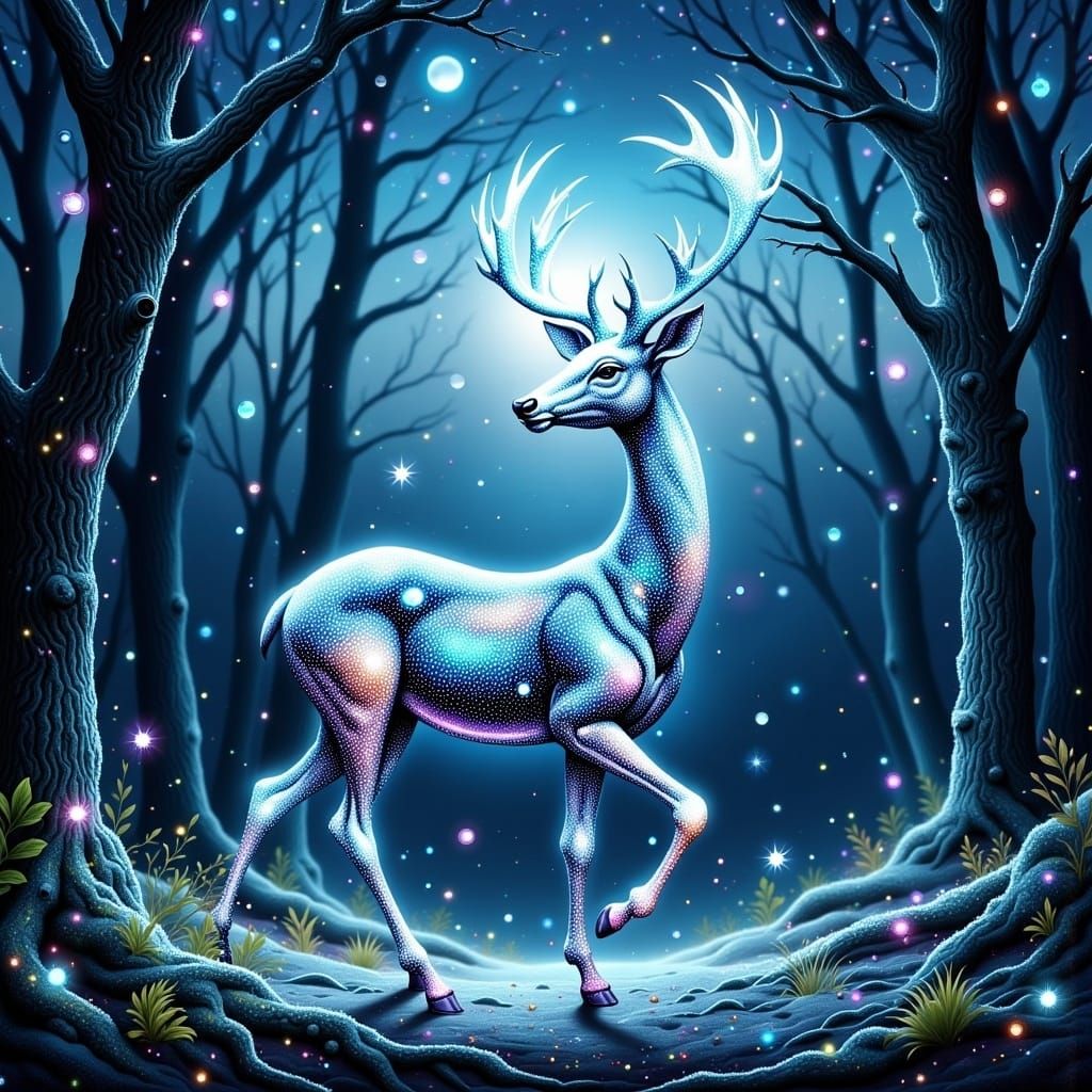 Moonlit Mystical Deer Shines Bright