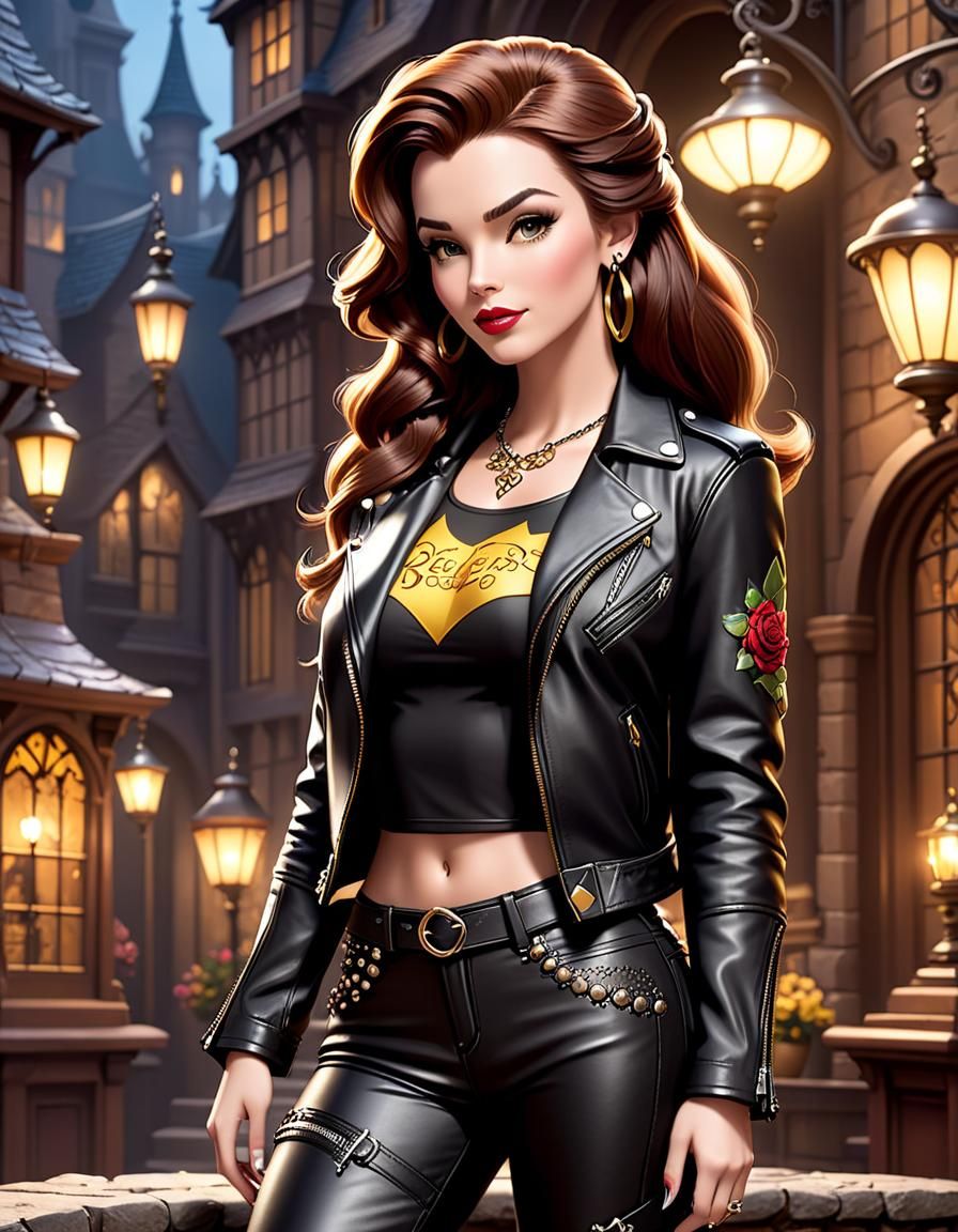 Belle as Rock Star in Leather Outfit