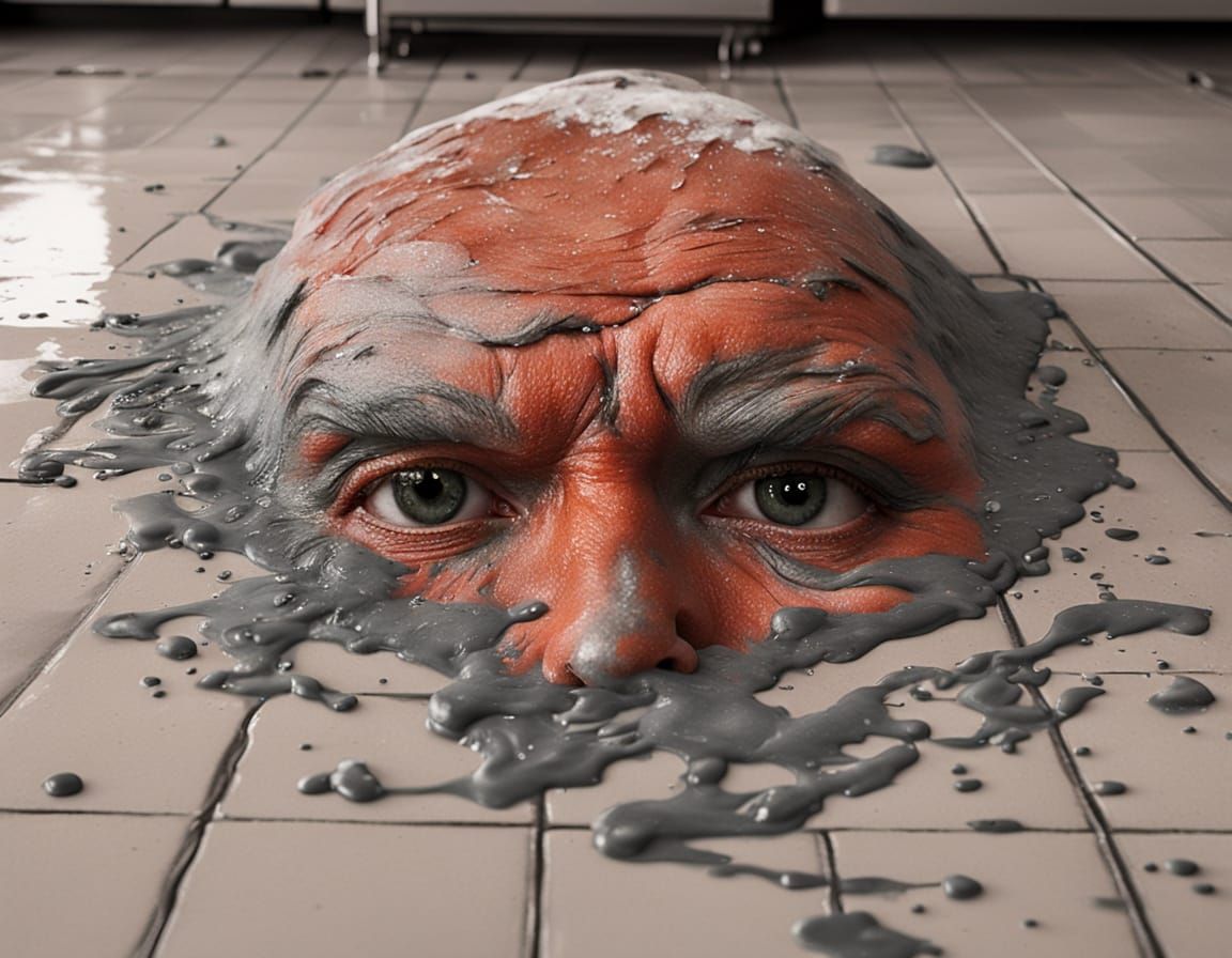 Amorphous Gel Blob with Painted Human Face