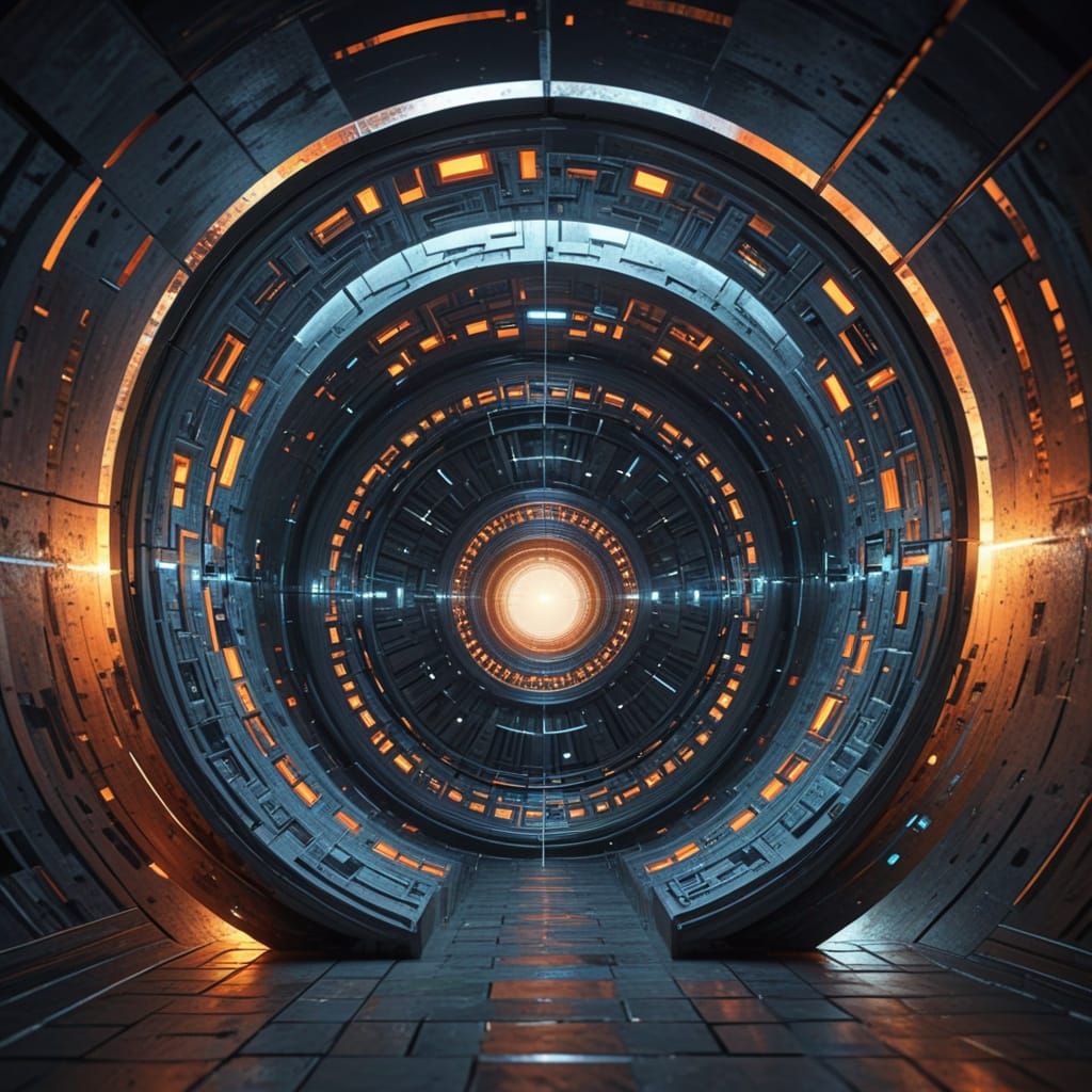 Infinite Recursive Space Tunnels in Geometric Polychrome