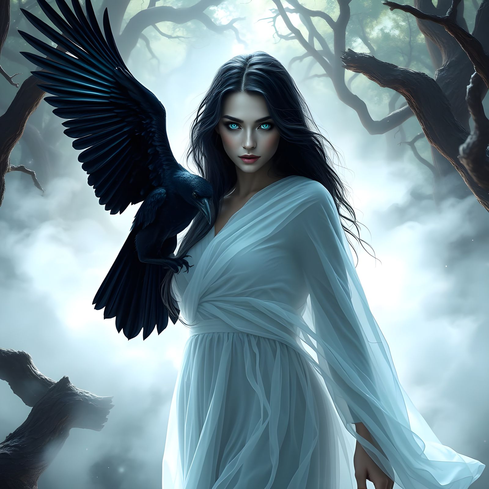 Ethereal Goddess Emerges from Mystical Whispers