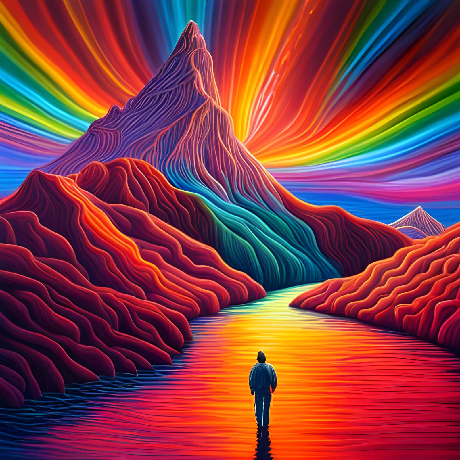 Psychedelic Rainbow: A Surreal 3D Blacklight Painting