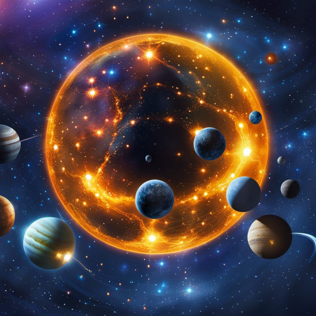 Detailed Solar System Map in Abstract Expressionism