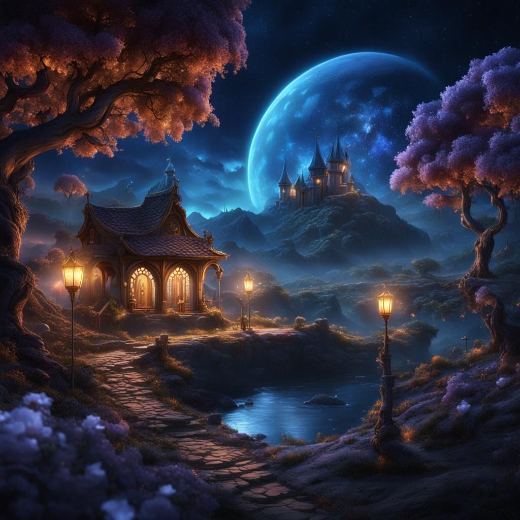 Night Sky Fairy Dreamland Matte Painting