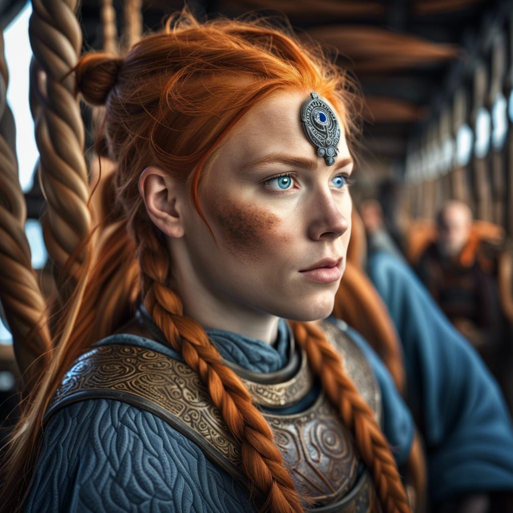 Nordic Seer on Longship in Hyperrealistic Style