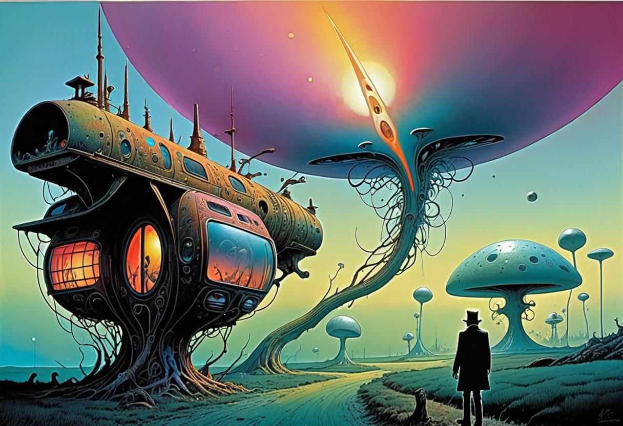 Psychedelic Futurism in Hyperdetailed Style