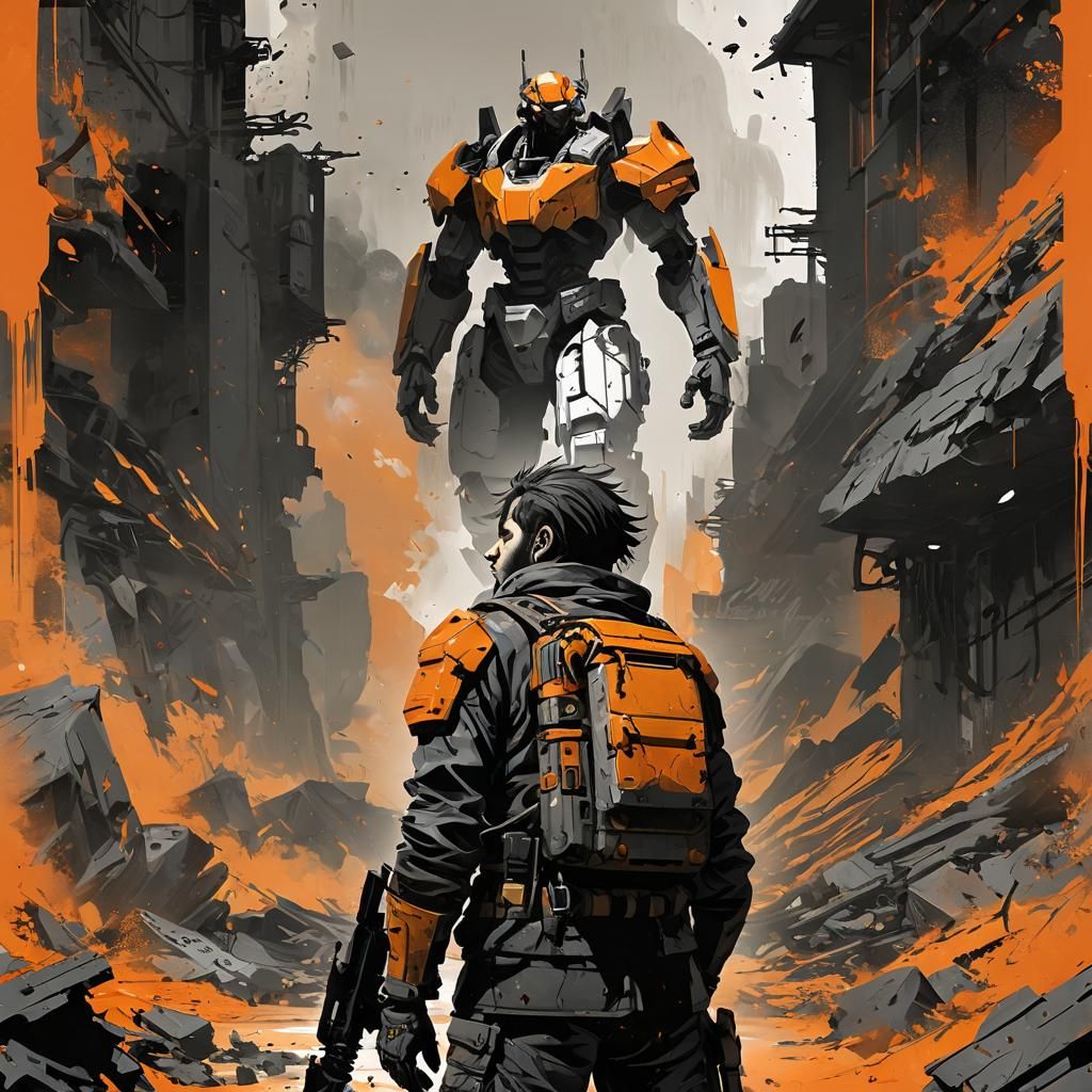 Wasteland Scavenger in Alphonse Mucha Style