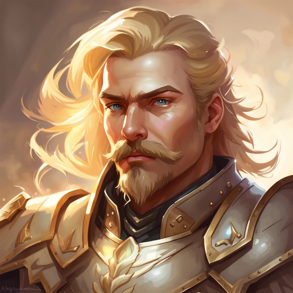 Paladin Portrait with Goatee in Detailed Digital Art