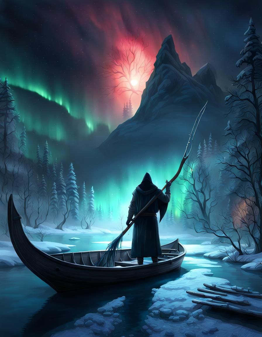 Epic Winter Riverscape with the Grim Reaper