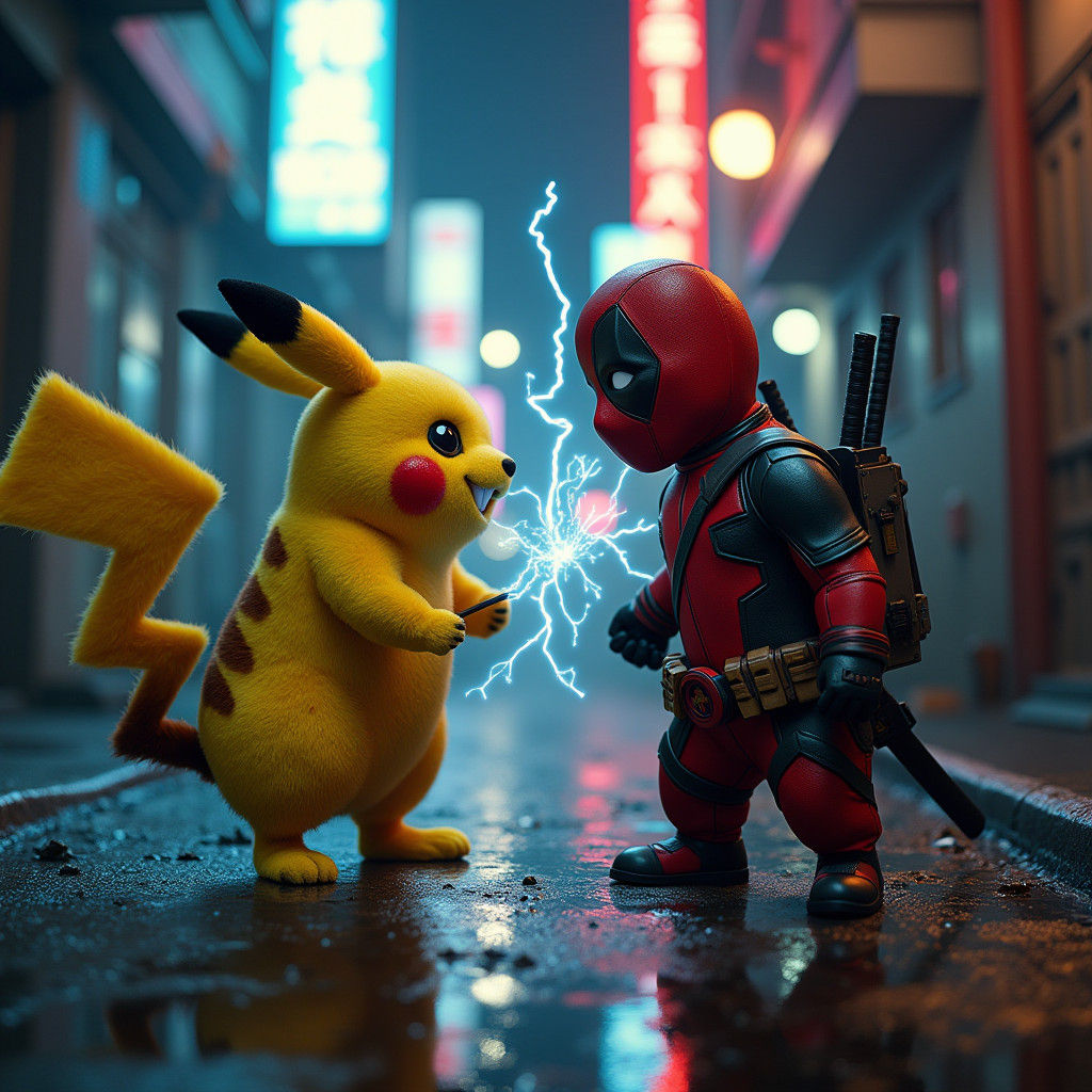 Pikachu vs Deadpool: Hyper-Realistic Alley Fight