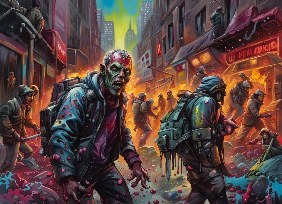 Zombie Apocalypse Escape in Graffiti Art Style