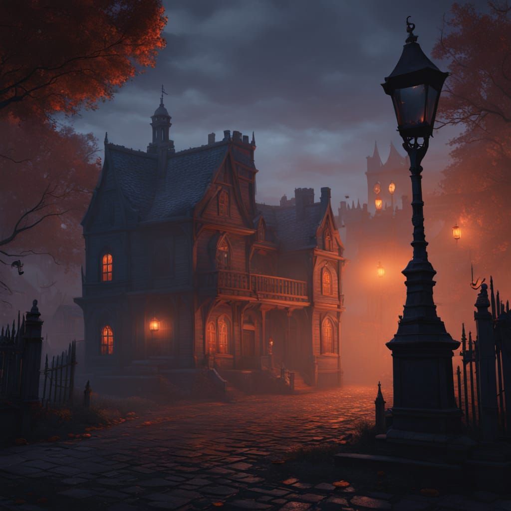 Gothic Vampire in Salem's Old Town at Dusk
