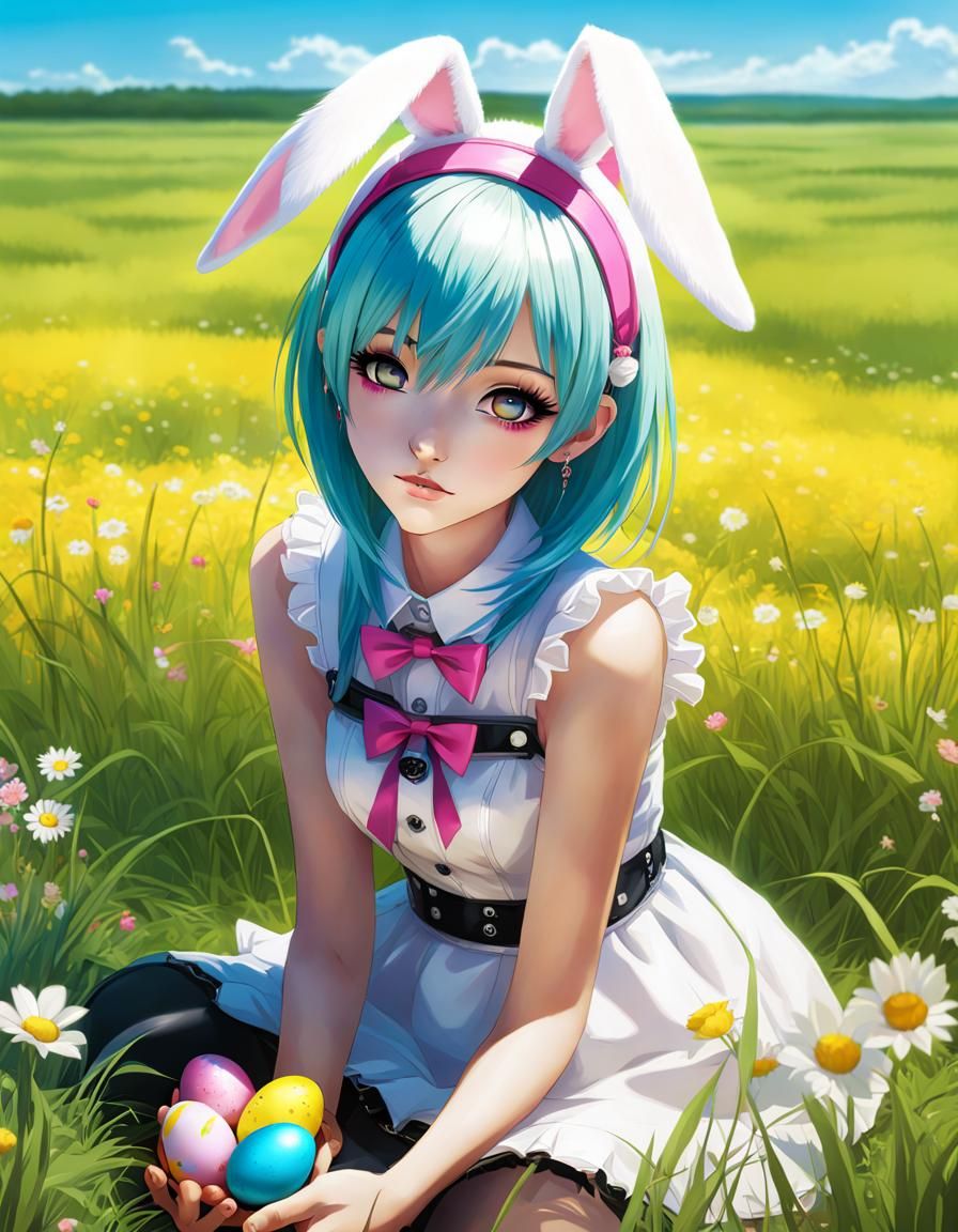 Emo Punk Easter Princess in Anime Style
