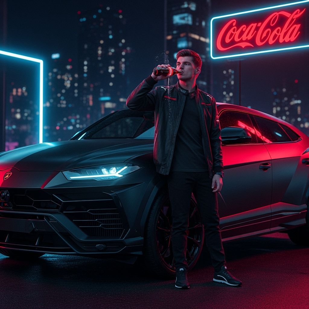 Verstappen and Lamborghini in Futuristic Noir Style