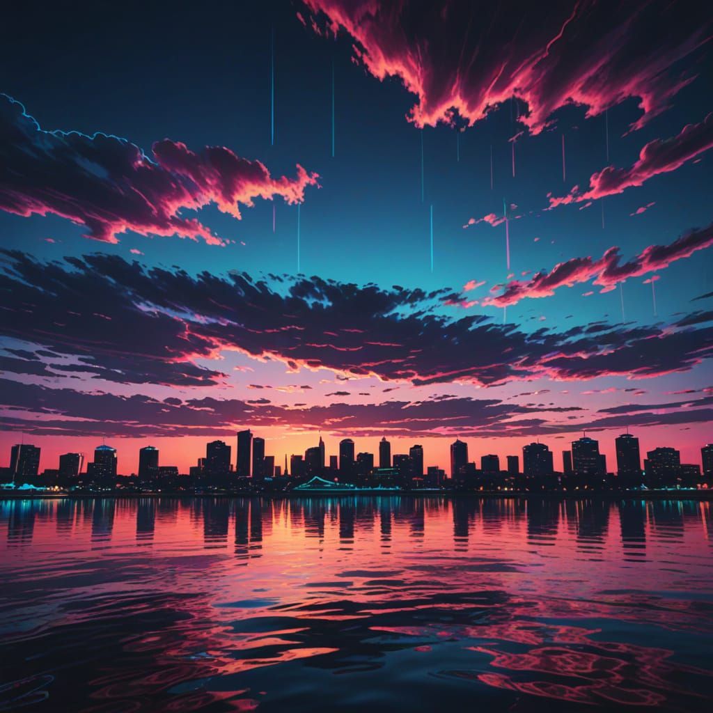 Retro Futuristic Alexandria Virginia Sunset