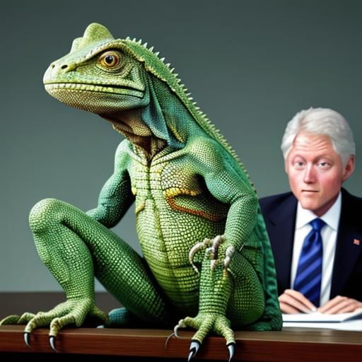 Lizard Man: Bill Clinton at His Desk