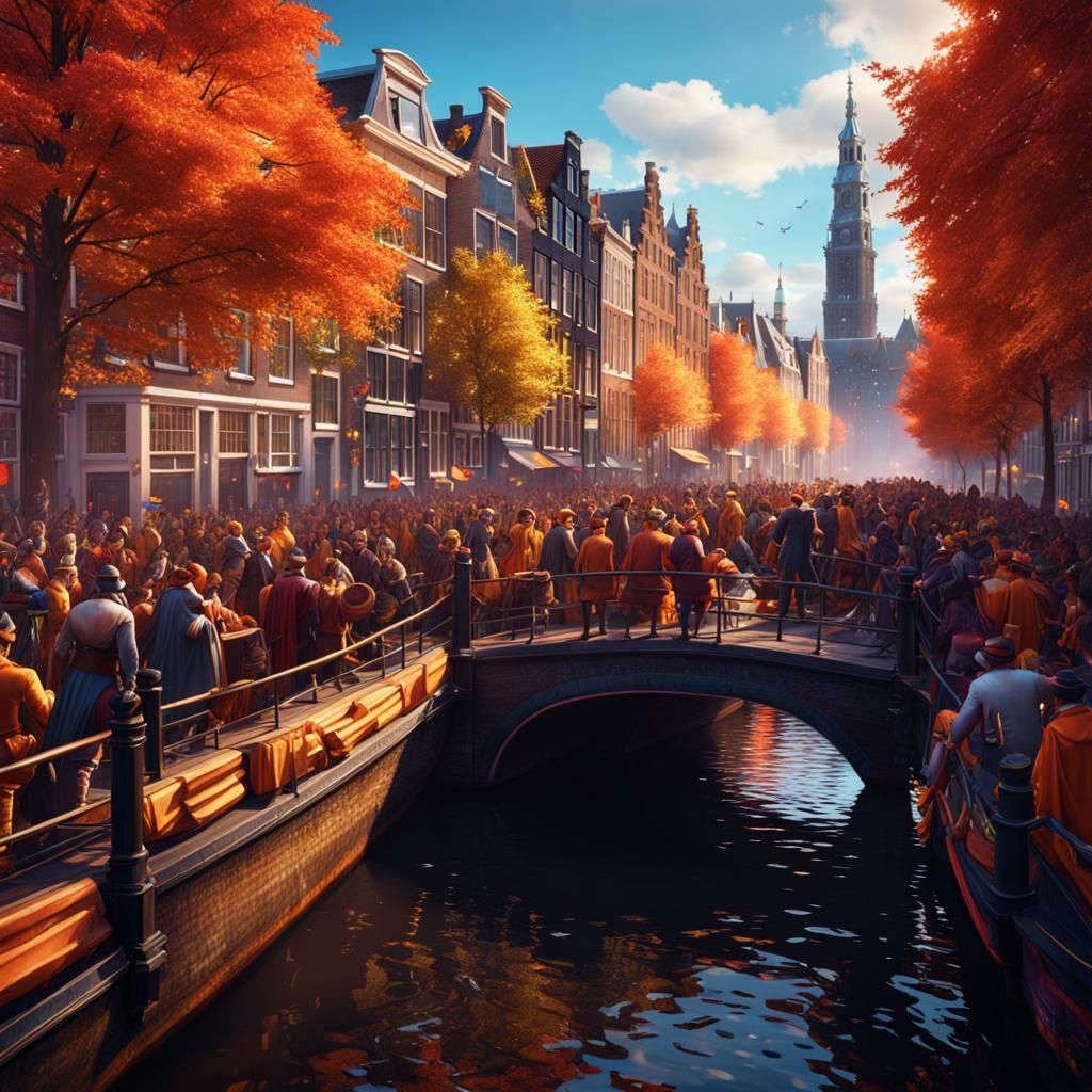 Amsterdam King's Day Gay Party: Detailed Digital Painting