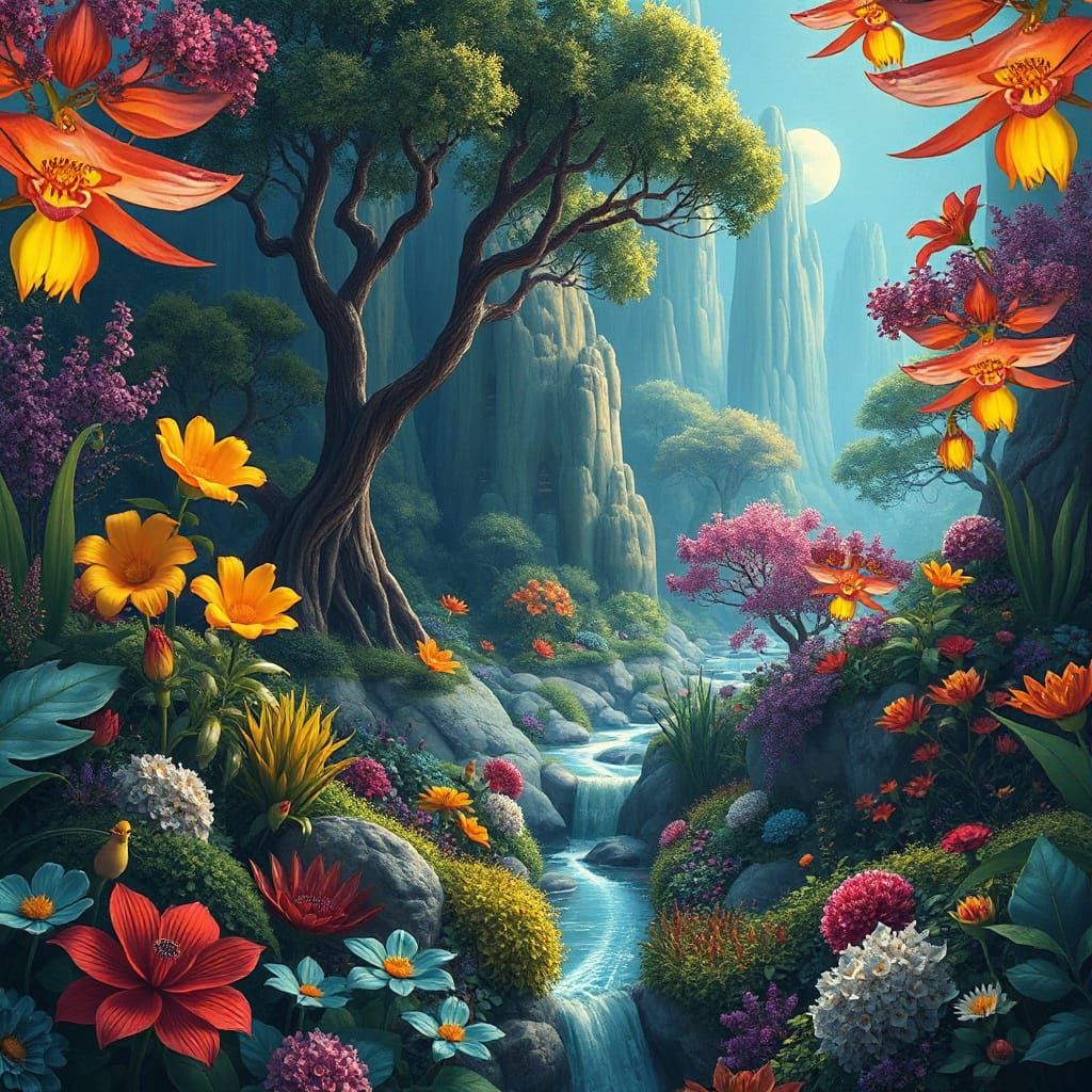 Dans un paysage surréaliste des plantes spectaculaires de pl...